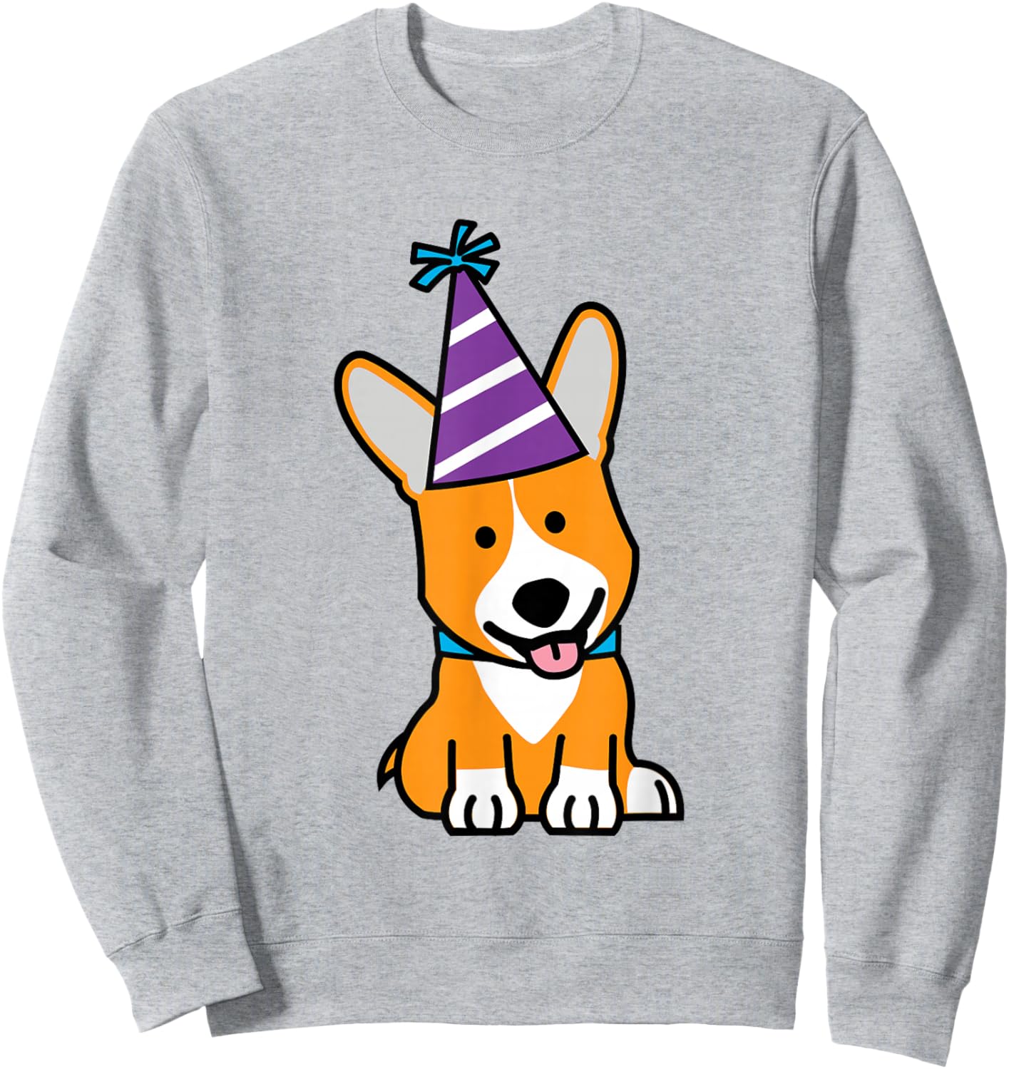 Happy Birthday Party Hat Corgi Welsh dog puppy Sweatshirt - Sweatshirt | Ash