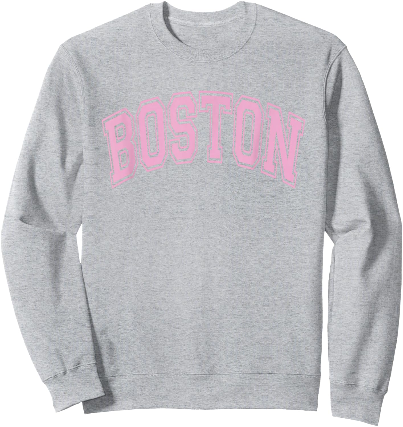 Boston Arched Style White with Pink Text Sweatshirt - Sweatshirt | Ash