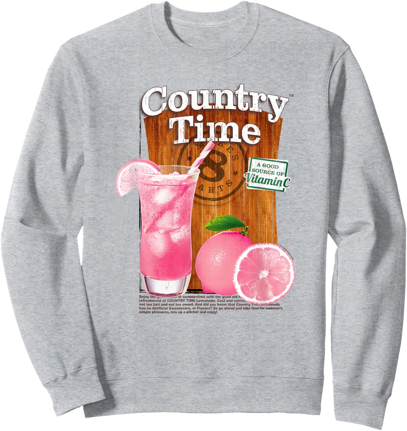 Country Time Pink Lemonade Classic Beverage Logo Sweatshirt - Sweatshirt | Ash