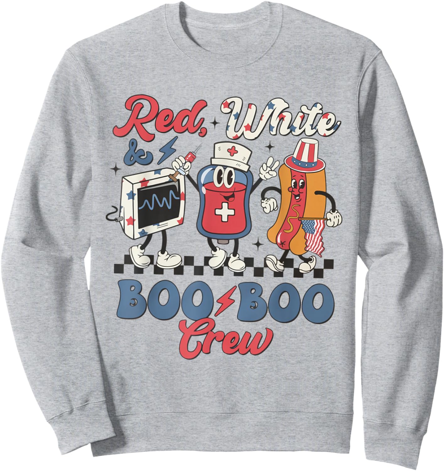 Retro Red White Boo Boo Crew 4th of July ER Emergency Room Men Sweatshirt - Sweatshirt | Ash
