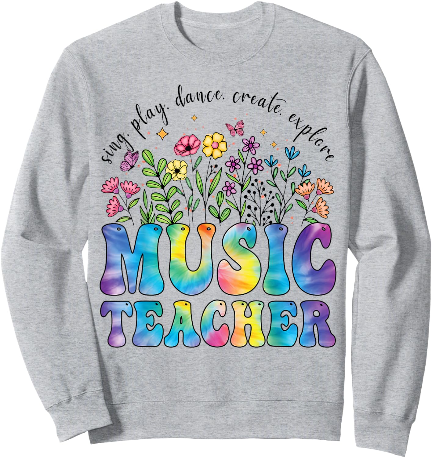 Music Teacher Sing Play Dance School Musicians Tie Dye Women Kids Sweatshirt - Sweatshirt | Ash