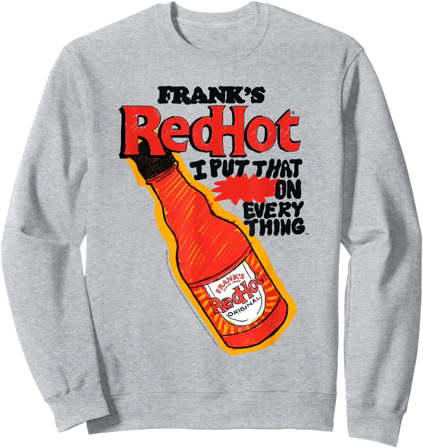 Frank’s RedHot Sauce Original Bottle Illustration Sweatshirt - Sweatshirt | Ash