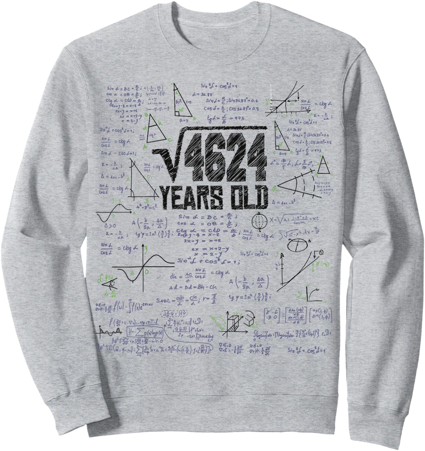 Square Root Of 4624 Years Old for Math Nerd 68th Birthday Sweatshirt - Sweatshirt | Ash