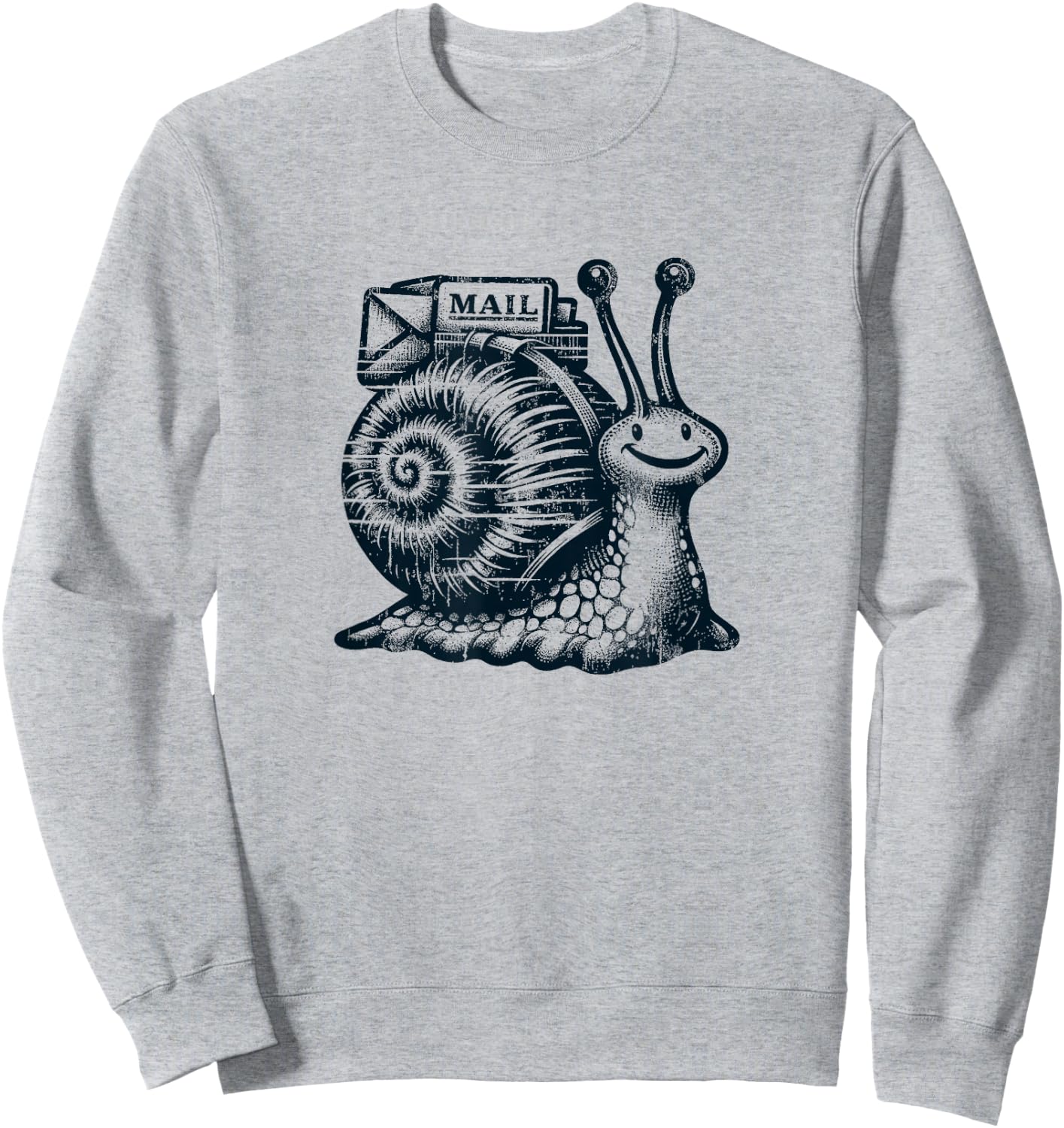 "Snail Mail" Whimsical Postman Snail Sweatshirt - Sweatshirt | Ash