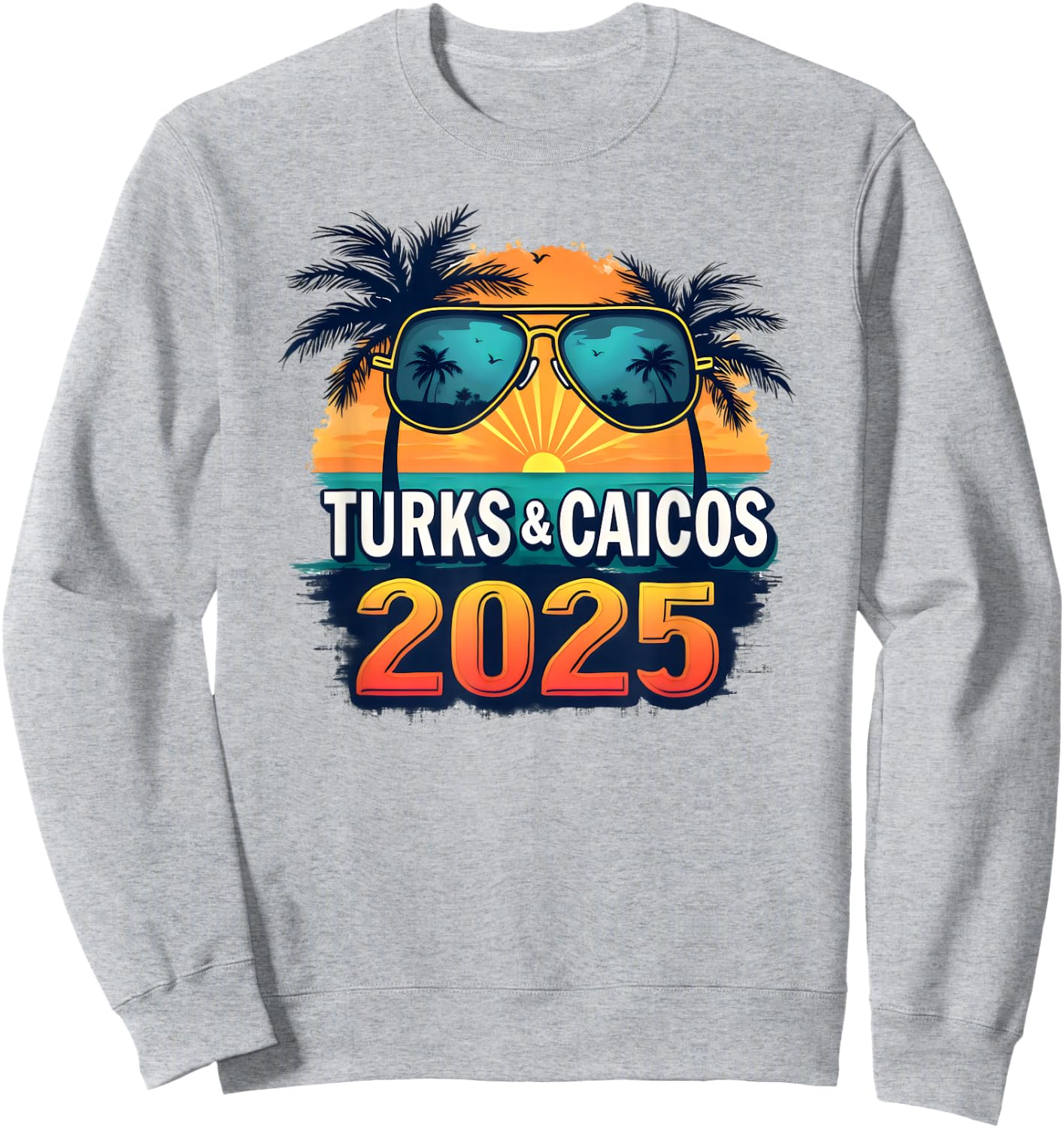 Tropical Turks & Caicos 2025 Retro Sweatshirt - Sweatshirt | Ash