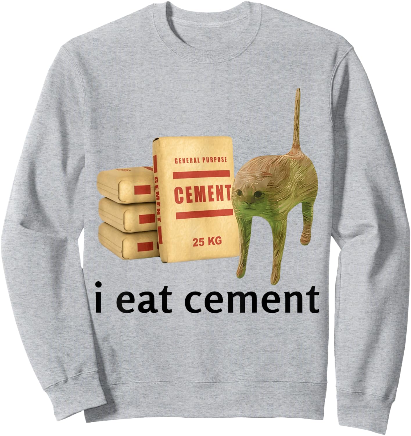 I Eat Cement Cat Shirt Kids Funny Dank Cat Meme Sweatshirt - Sweatshirt | Ash