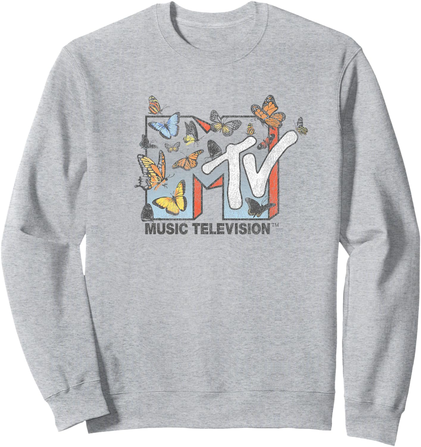 MTV Lots of Butterflies MTV Logo Small Sweatshirt - Sweatshirt | Ash
