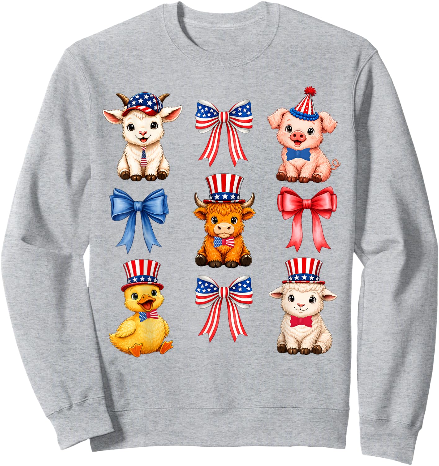 Cute 4th of July Patriotic Baby Farm Animals Lovers Sweatshirt - Sweatshirt | Ash