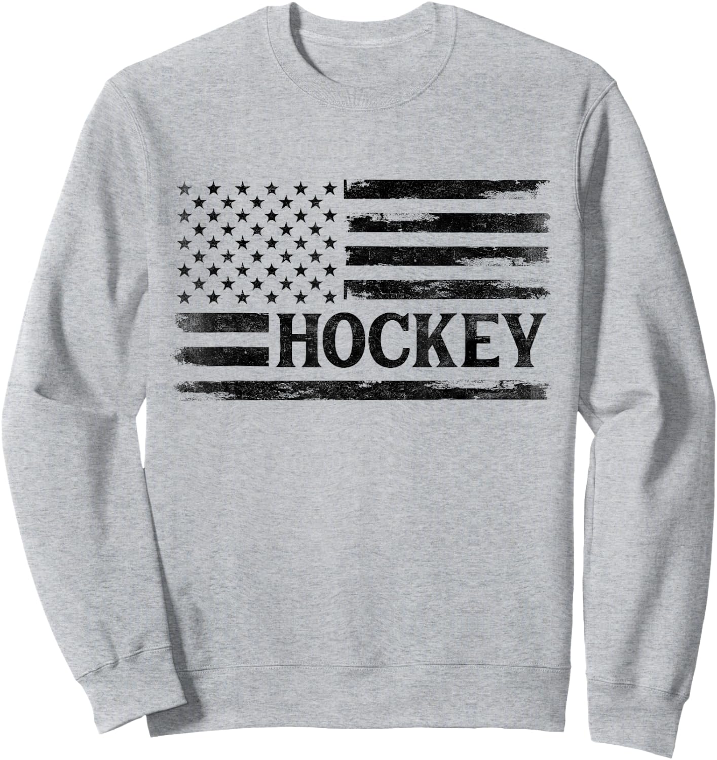 Hockey Black Vintage USA Flag Player Coach Boy Sweatshirt - Sweatshirt | Ash