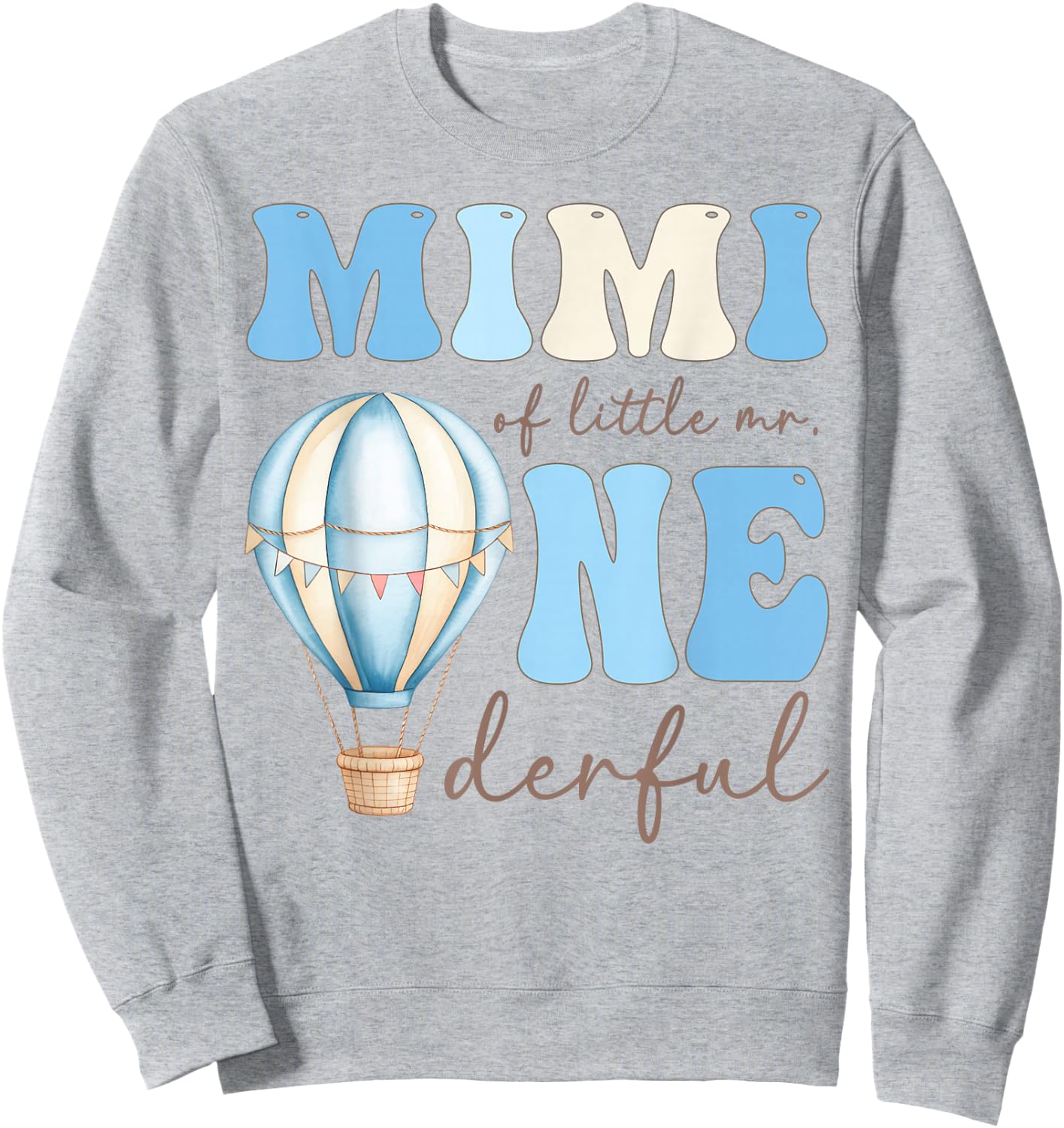 Mimi of Little Mr. Onederful 1st Birthday Boy Air Balloon Sweatshirt - Sweatshirt | Ash