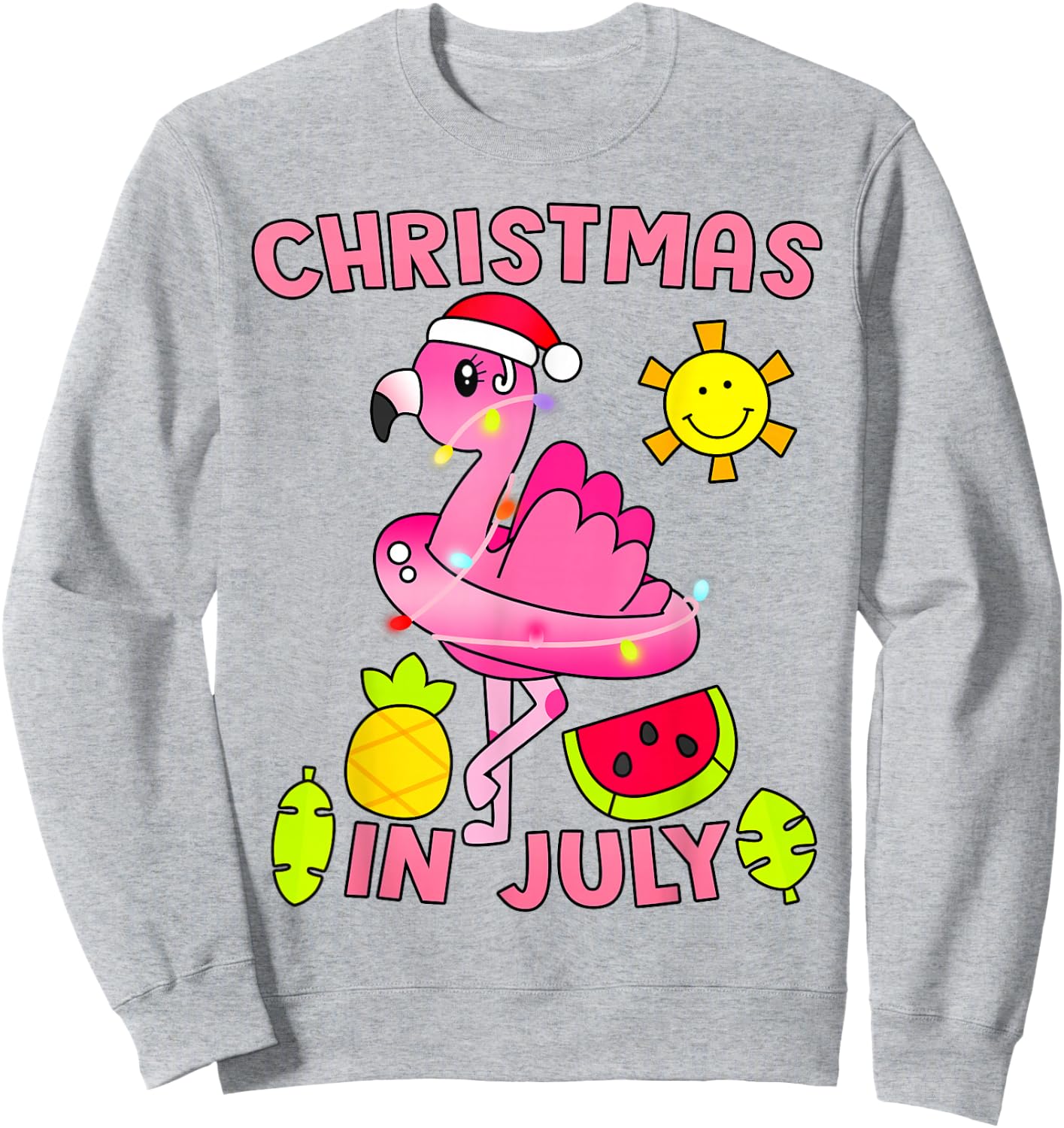 Christmas in July Flamingo Beach Summer Christmas in July Sweatshirt - Sweatshirt | Ash