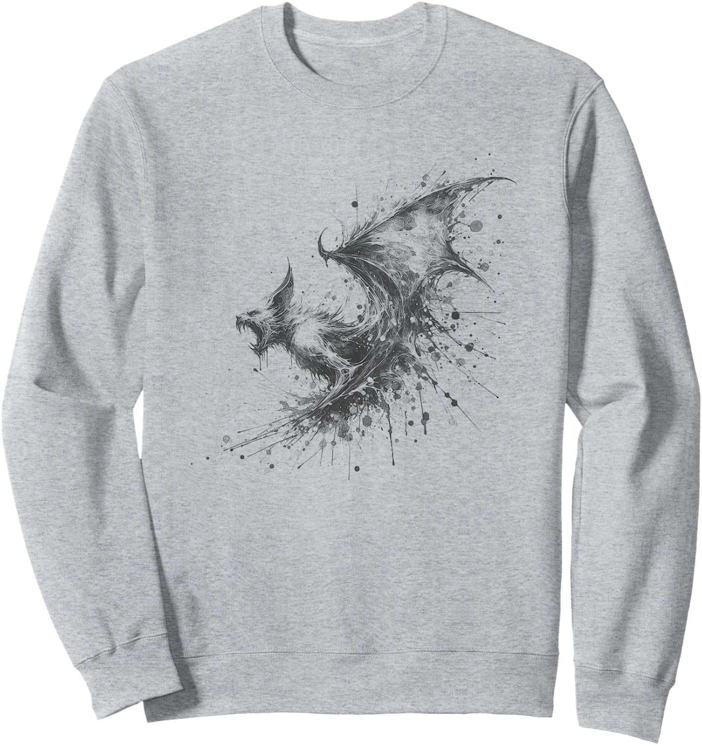 Scary Halloween Vampire Bat Drawing Art Design Sweatshirt - Sweatshirt | Ash