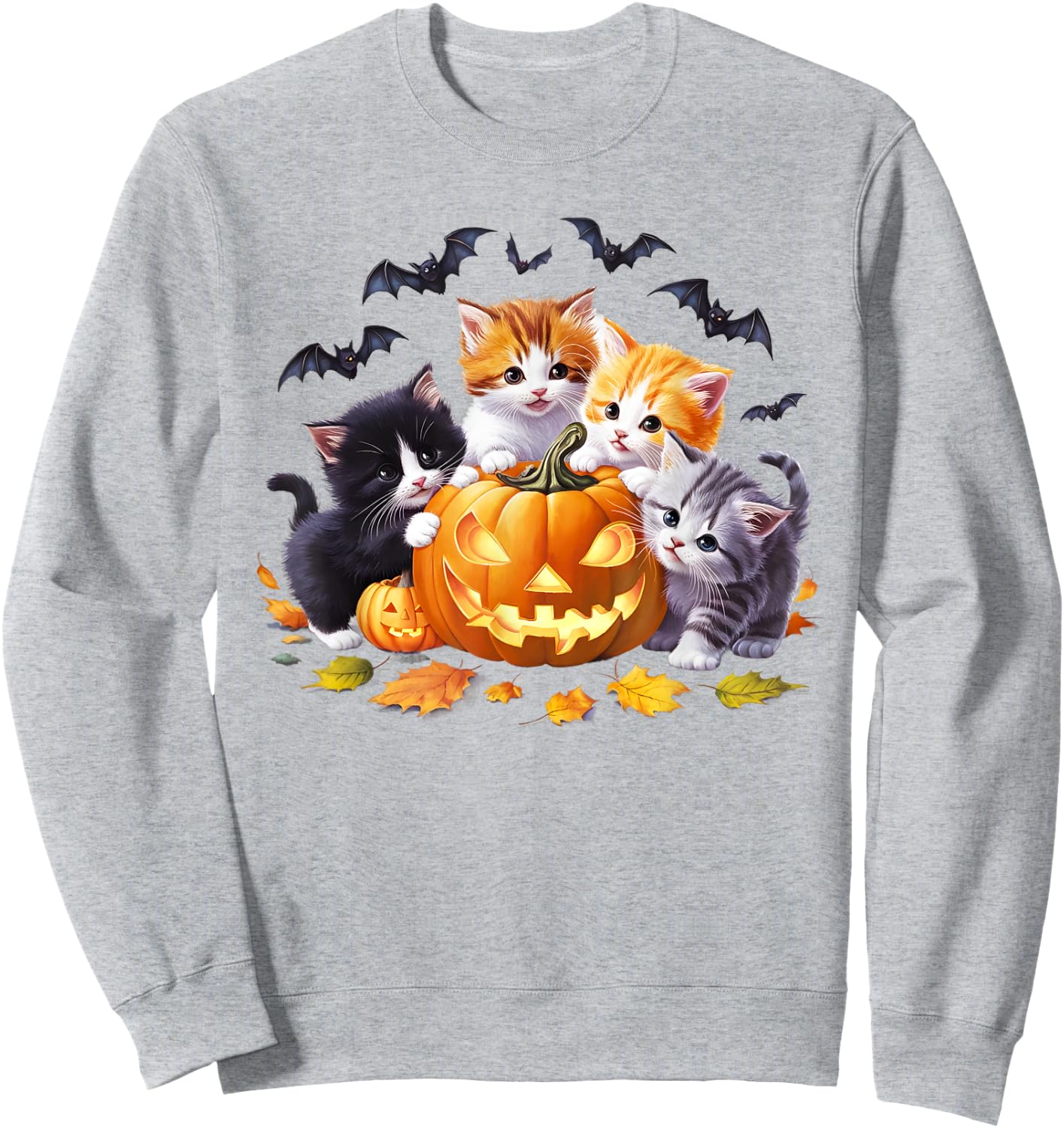 Vintage Cats Pumpkin Halloween cat pumpkin halloween costume Men Women Kids Sweatshirt - Sweatshirt | Ash