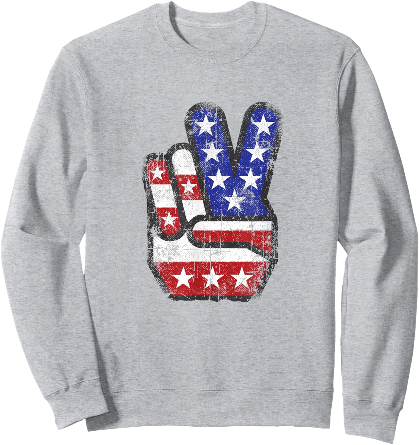 Fourth 4th of July Shirt American Flag Peace Sign Hand Sweatshirt - Sweatshirt | Ash