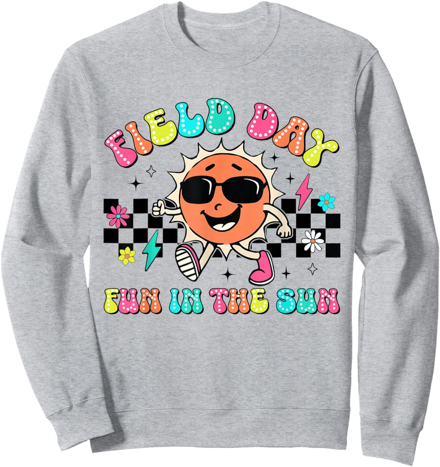 Field Day Fun In The Sun Groovy Teacher Students Field Day Sweatshirt - Sweatshirt | Ash