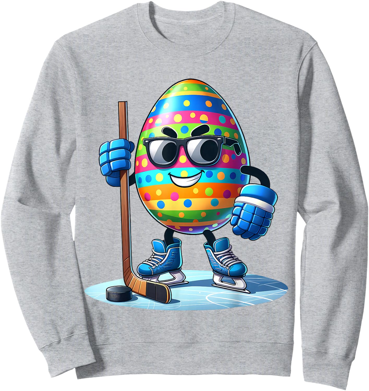 Easter Hockey Lovers Eggs Egg Bunny Rabbits Men Women Boys Sweatshirt - Sweatshirt | Ash