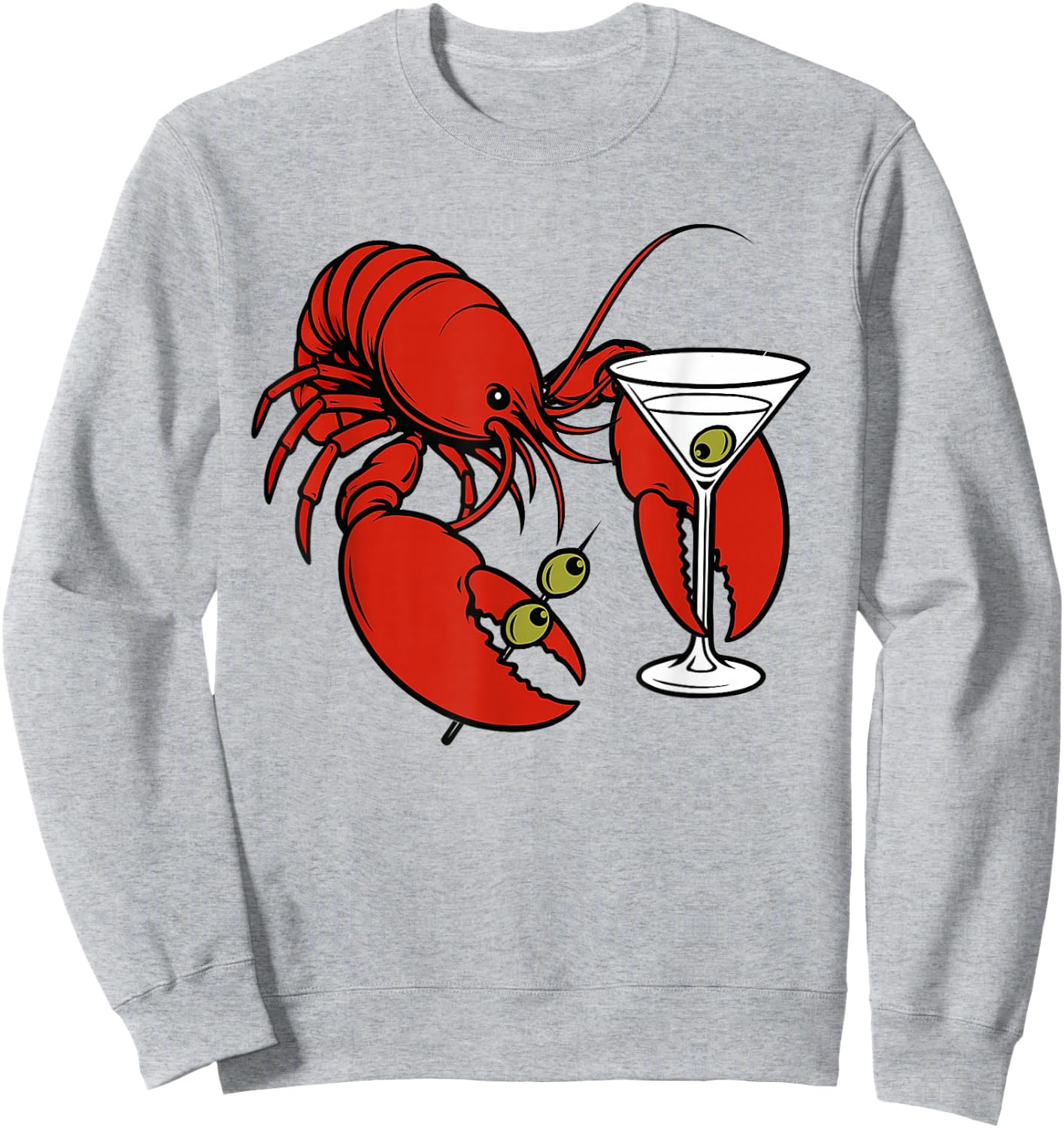 Martini Cocktail Lover Seafood Lobster Drinking Martini Sweatshirt - Sweatshirt | Ash