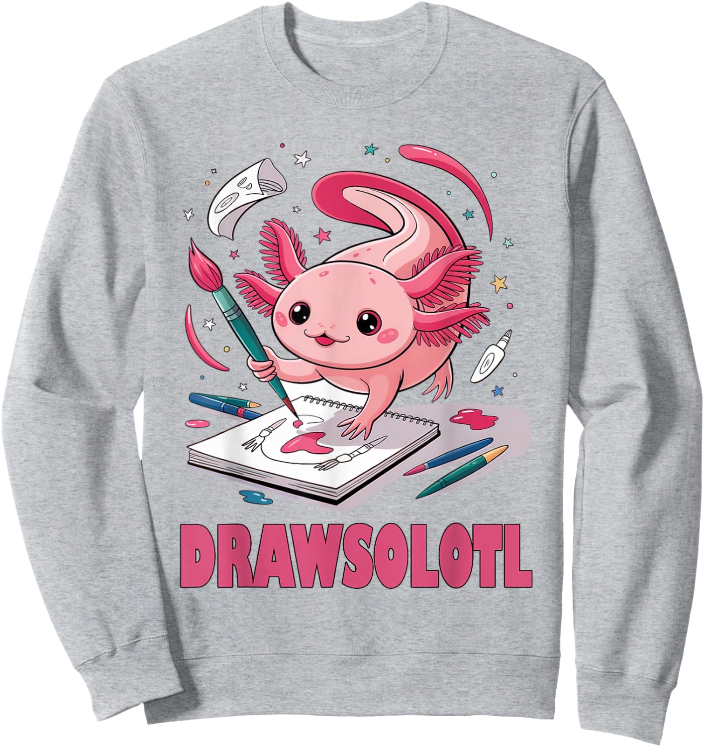 Drawsolotl Cute Axolotl Drawing Lover Girls Kids Sweatshirt - Sweatshirt | Ash