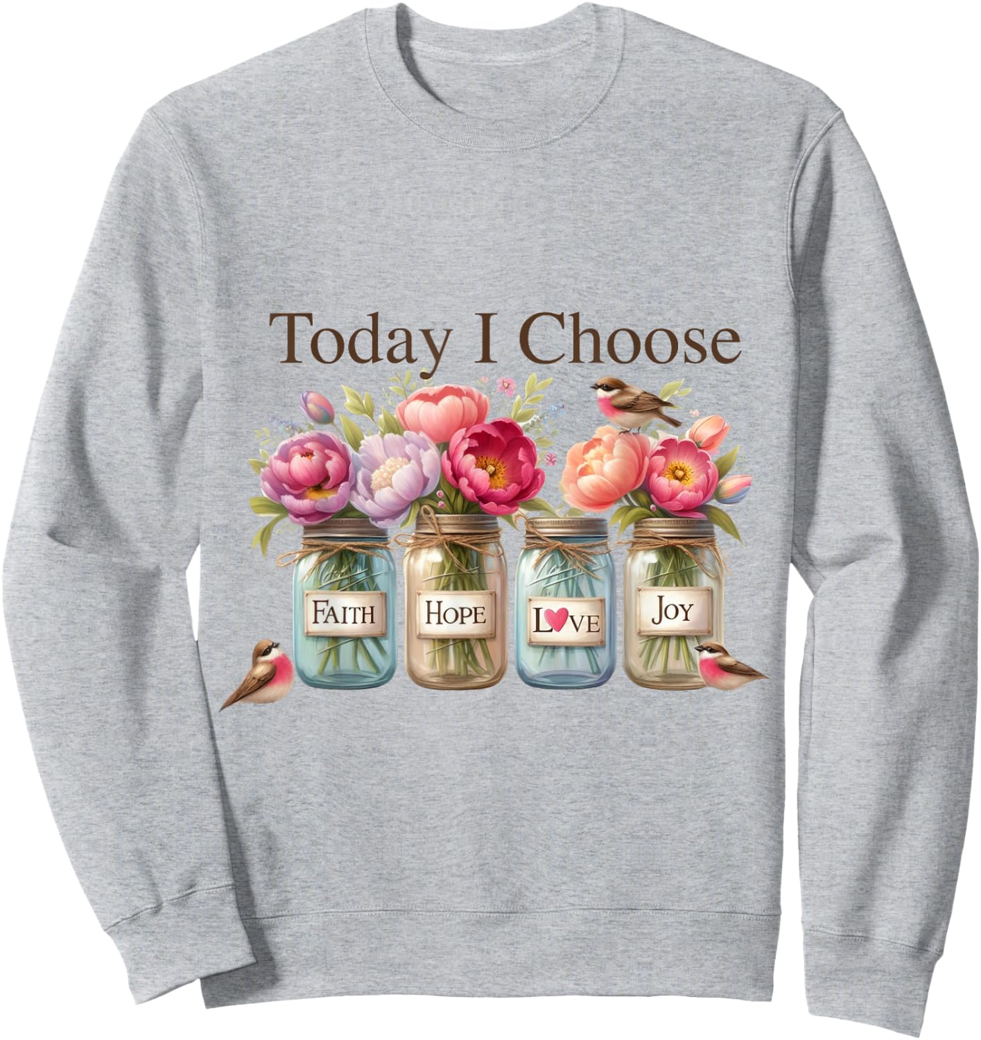Christian Faith Hope Love Wildflowers Glasses , White Sweatshirt - Sweatshirt | Ash