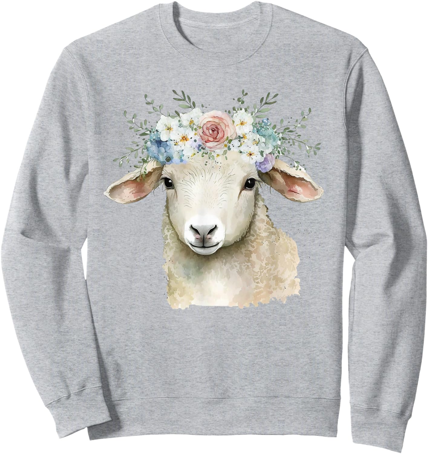 Easter Lamb Floral Flower Crown For Girls Women Spring Sweatshirt - Sweatshirt | Ash