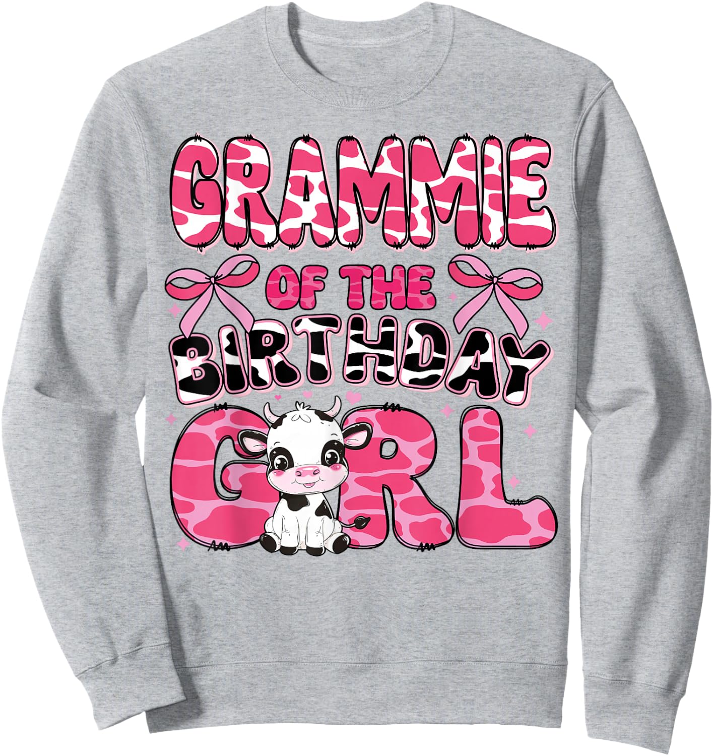 Grammie of the Birthday Girl Cow Farm 1st Birthday Family Sweatshirt - Sweatshirt | Ash