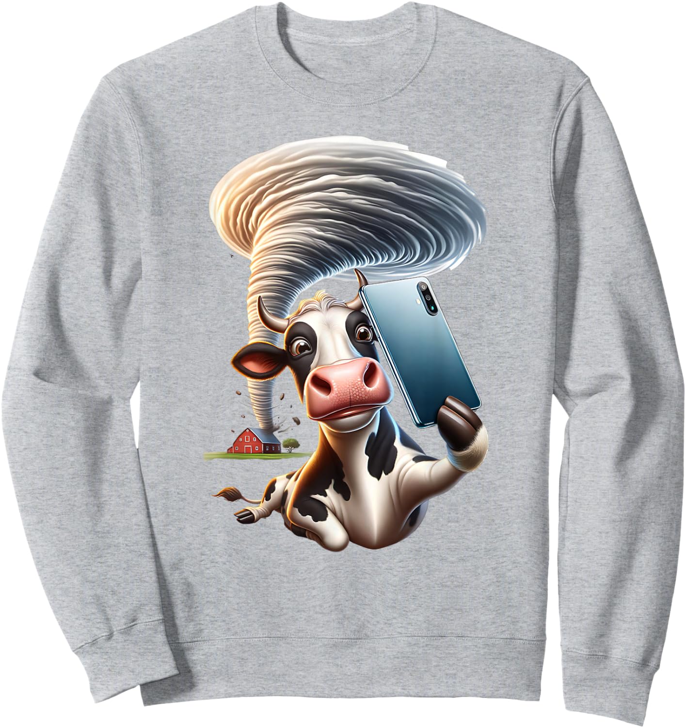 Funny Cow Tornado Meteorologist Weather Sweatshirt - Sweatshirt | Ash