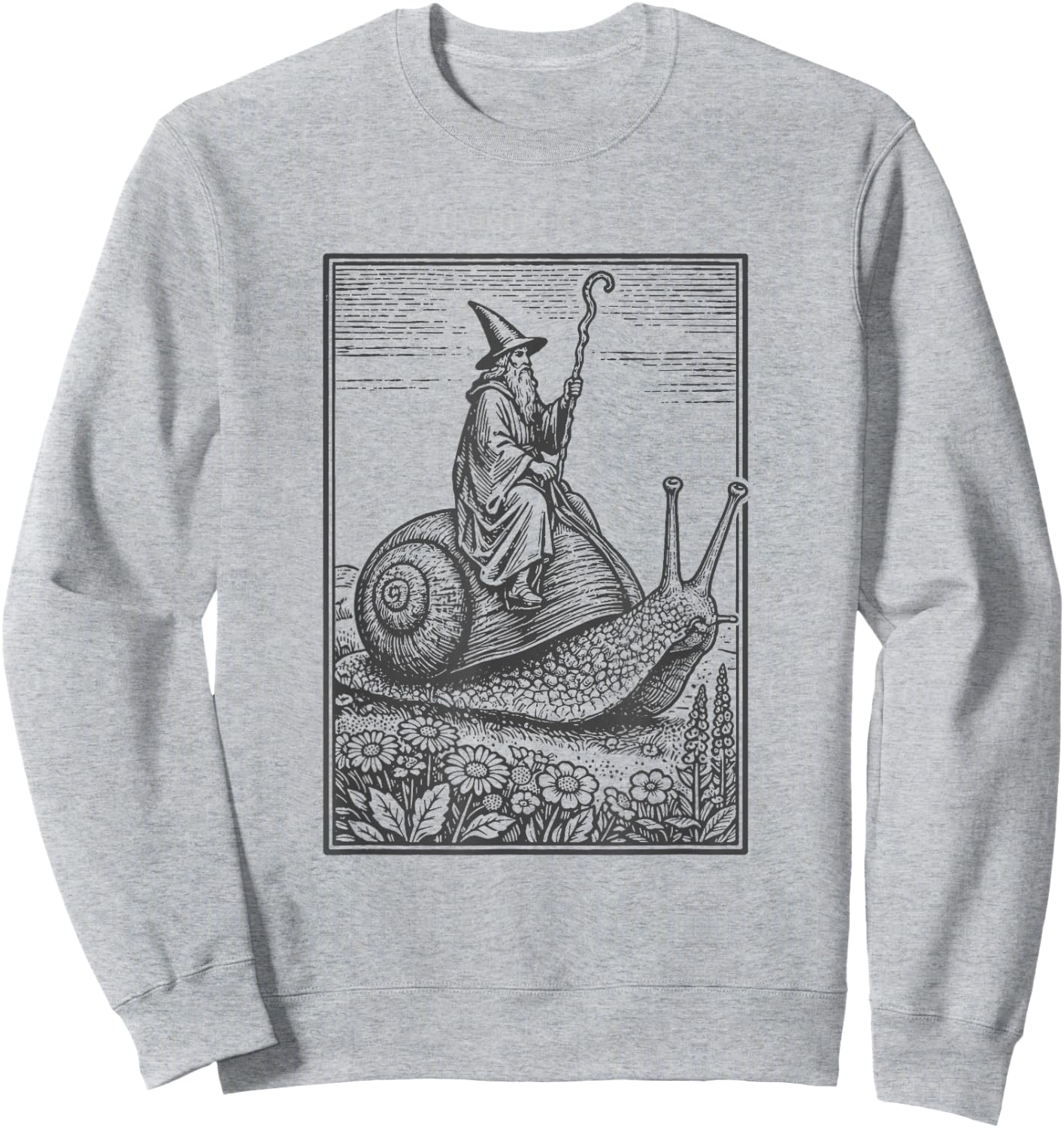 Zauberer, Magier, reitet auf Einer großen Schnecke, lustig Sweatshirt - Sweatshirt | Ash
