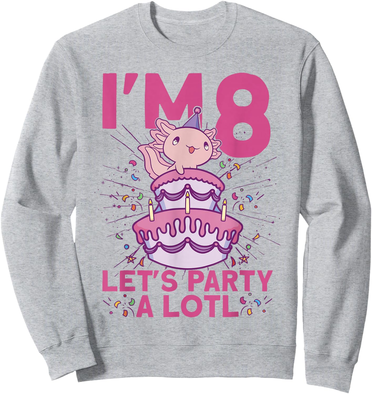 I'm 8 bday Axolotl party cute 8th Birthday Kids Axolotl Sweatshirt - Sweatshirt | Ash