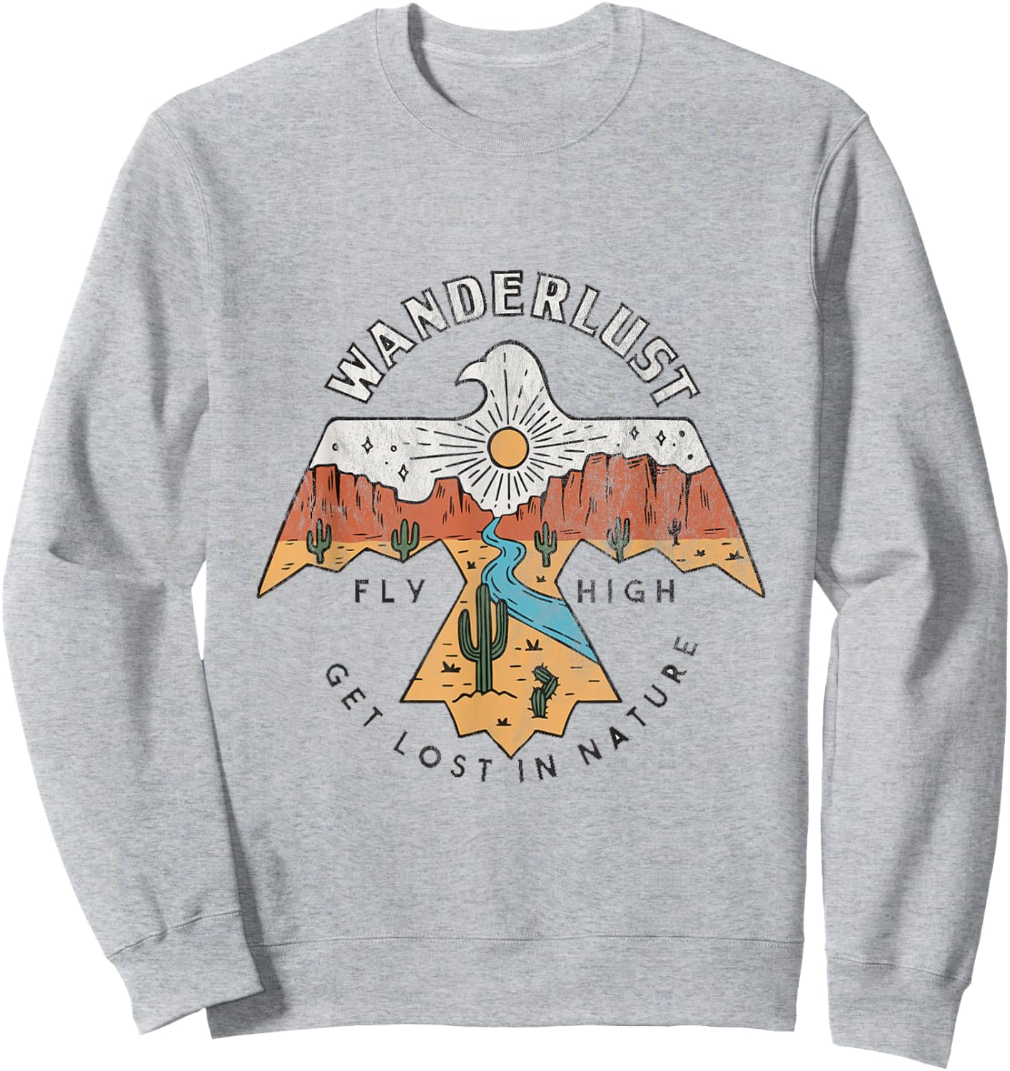 Arizona Wanderlust Thunderbird,Desert Vibes Retro Sweatshirt - Sweatshirt | Ash