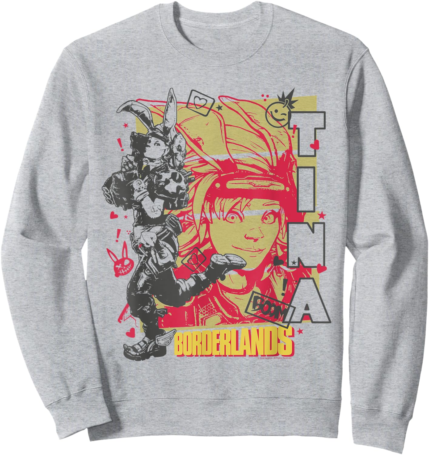 Ripple Junction x Borderlands Tiny Tina Boom Collage Gaming Sweatshirt - Sweatshirt | Ash