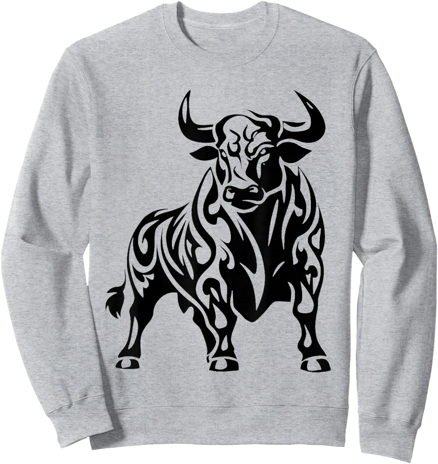 Wild and Mighty Bull - Majestic Pattern , grey, S Sweatshirt - Sweatshirt | Ash