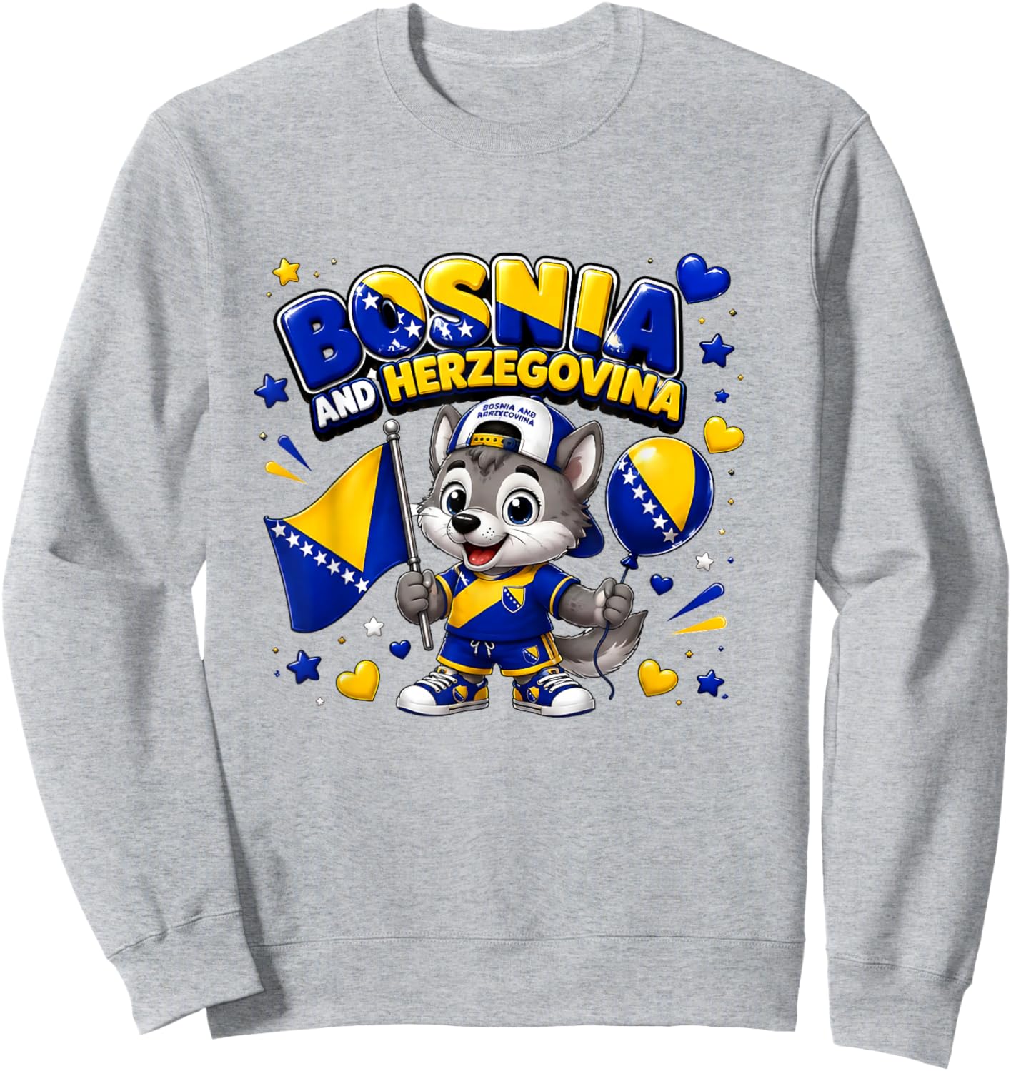 Bosnie, Motif Carte du Drapeau de la Bosnie pour Les Amateurs de Bosnie Sweatshirt - Sweatshirt | Ash