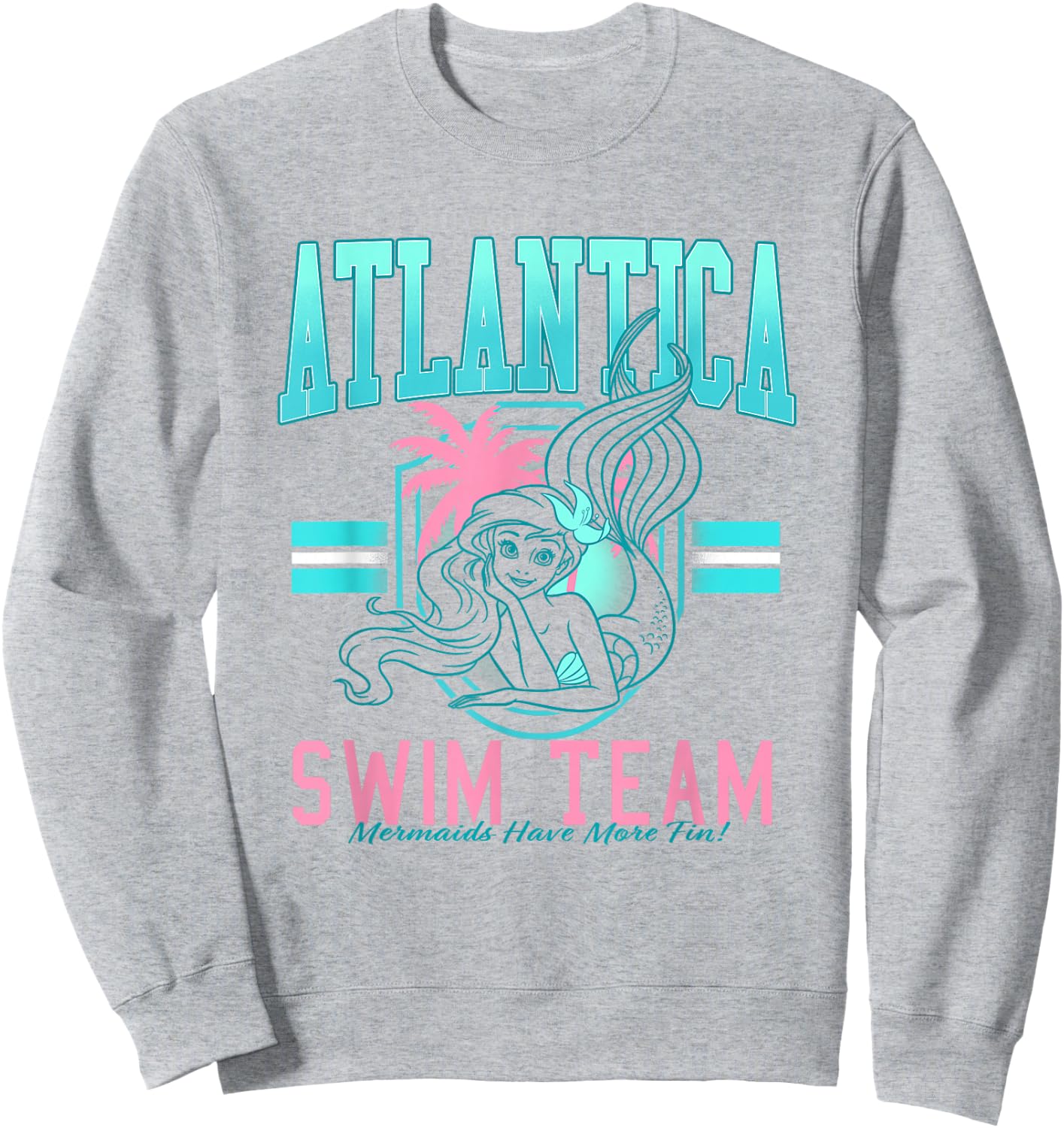 Disney The Little Mermaid Atlantica Swim Team Big Chest Logo Sweatshirt - Sweatshirt | Ash