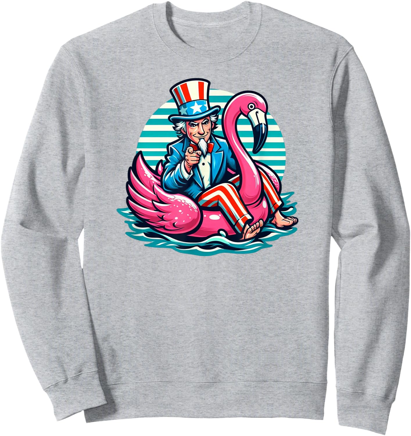 American Flamingo Float Pool Party Sweatshirt - Sweatshirt | Ash