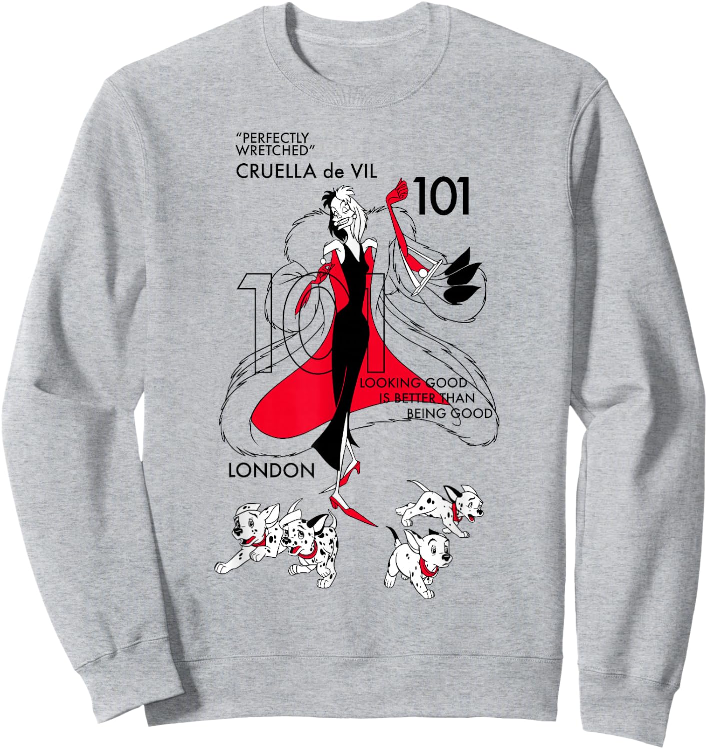 Disney 101 Dalmatians Cruella De Vil Fashion Poster Sweatshirt - Sweatshirt | Ash
