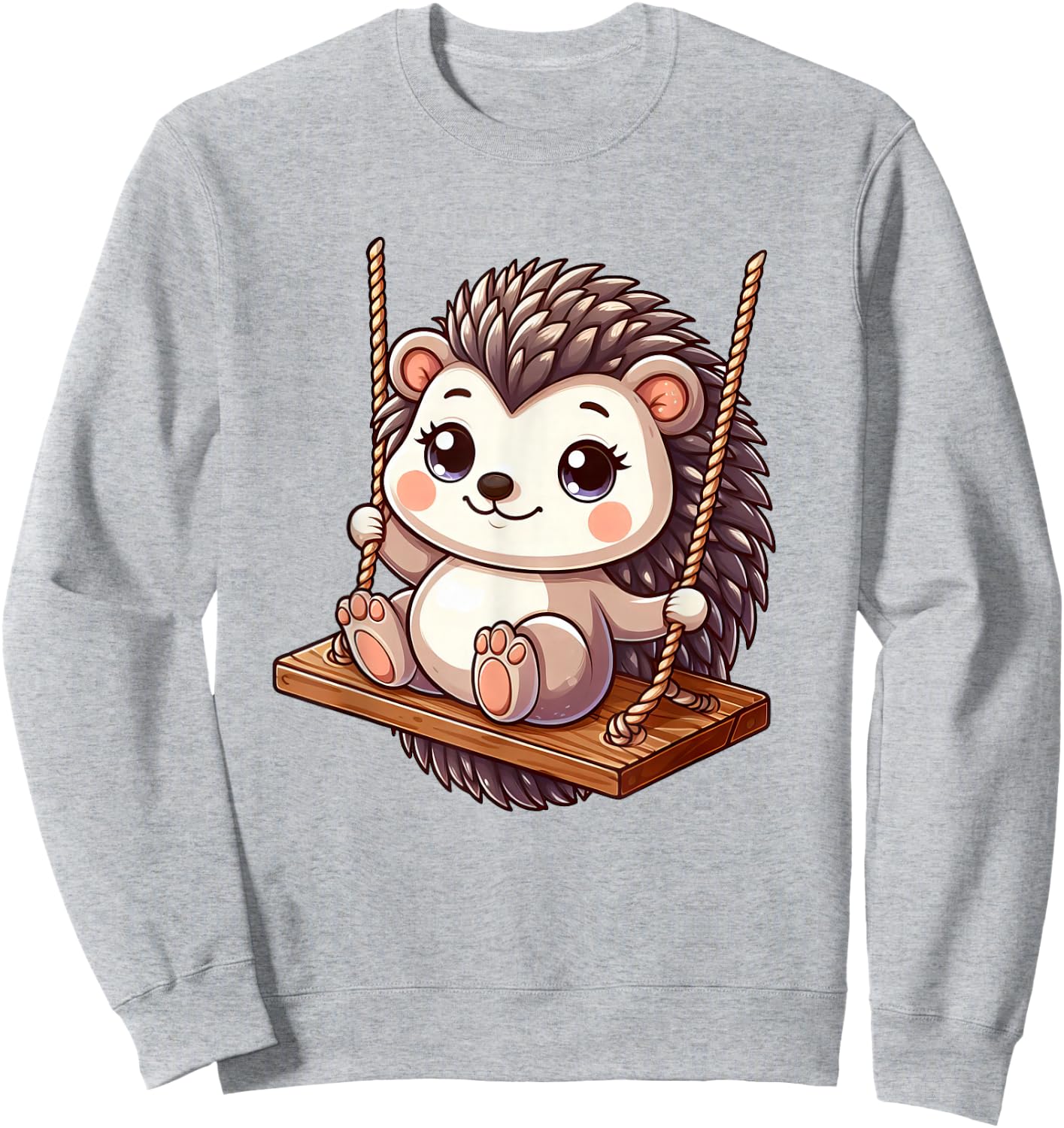 Swinging Hedgehog on a Swing , White Sweatshirt - Sweatshirt | Ash
