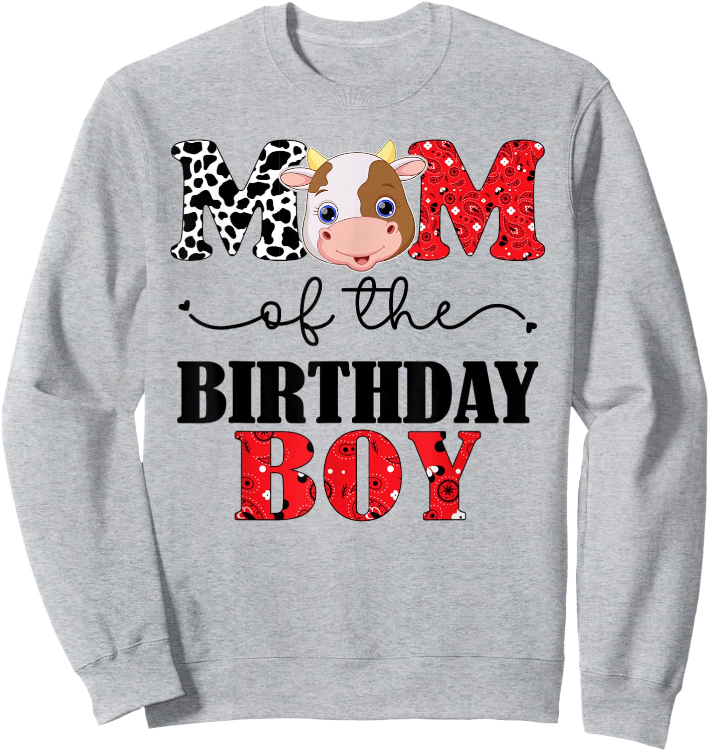 Mom of The Birthday For Boy Cow Farm 1st Birthday Cow Mum Sweatshirt - Sweatshirt | Ash