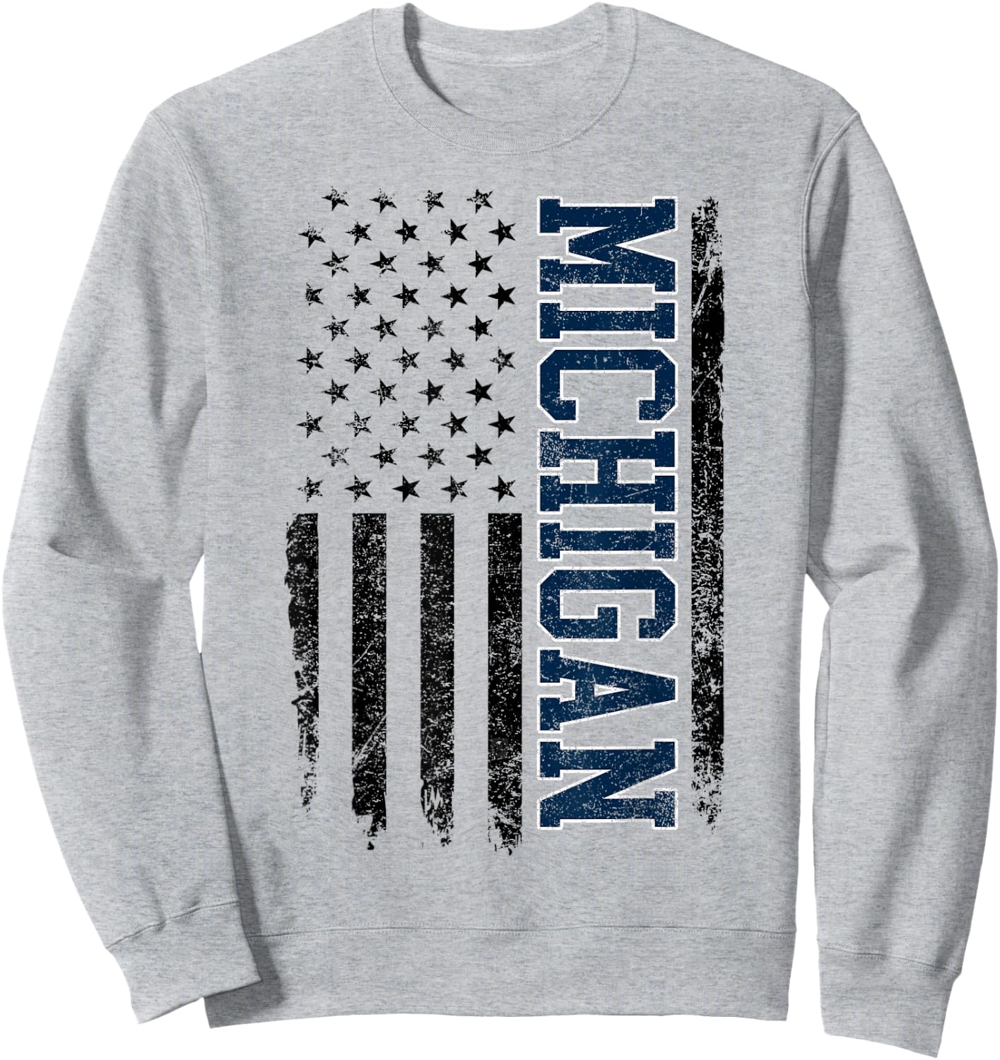 Vintage Michigan Look Maize Blue Men Retro Font Michigan Sweatshirt - Sweatshirt | Ash