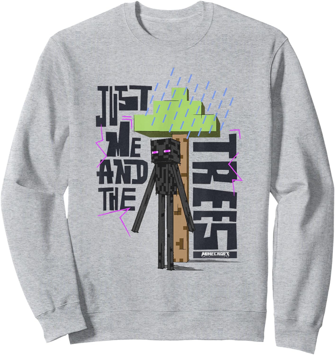 Minecraft Just Me and The Trees Enderman Covering from Rain Sweatshirt - Sweatshirt | Ash