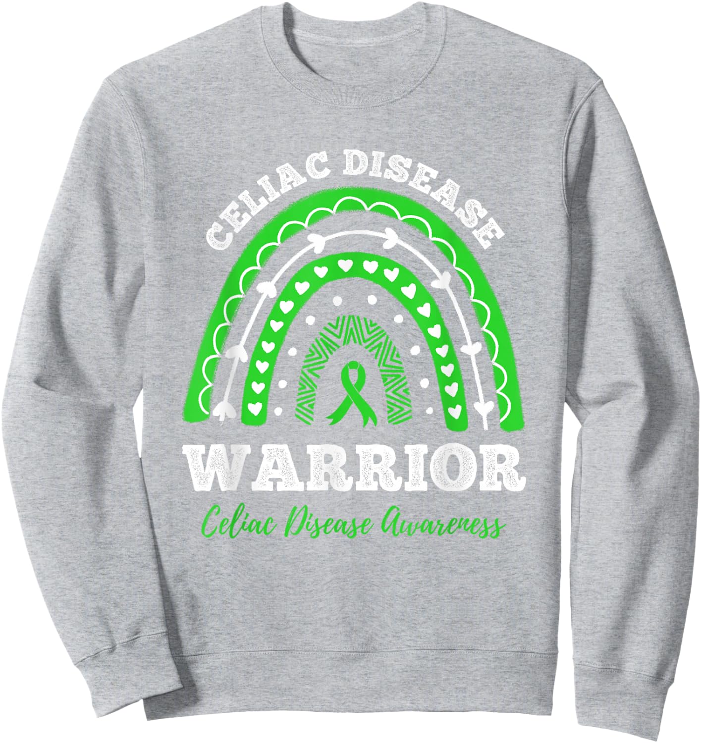 Warrior Green Ribbon Celiac Disease Awareness Sweatshirt - Sweatshirt | Ash