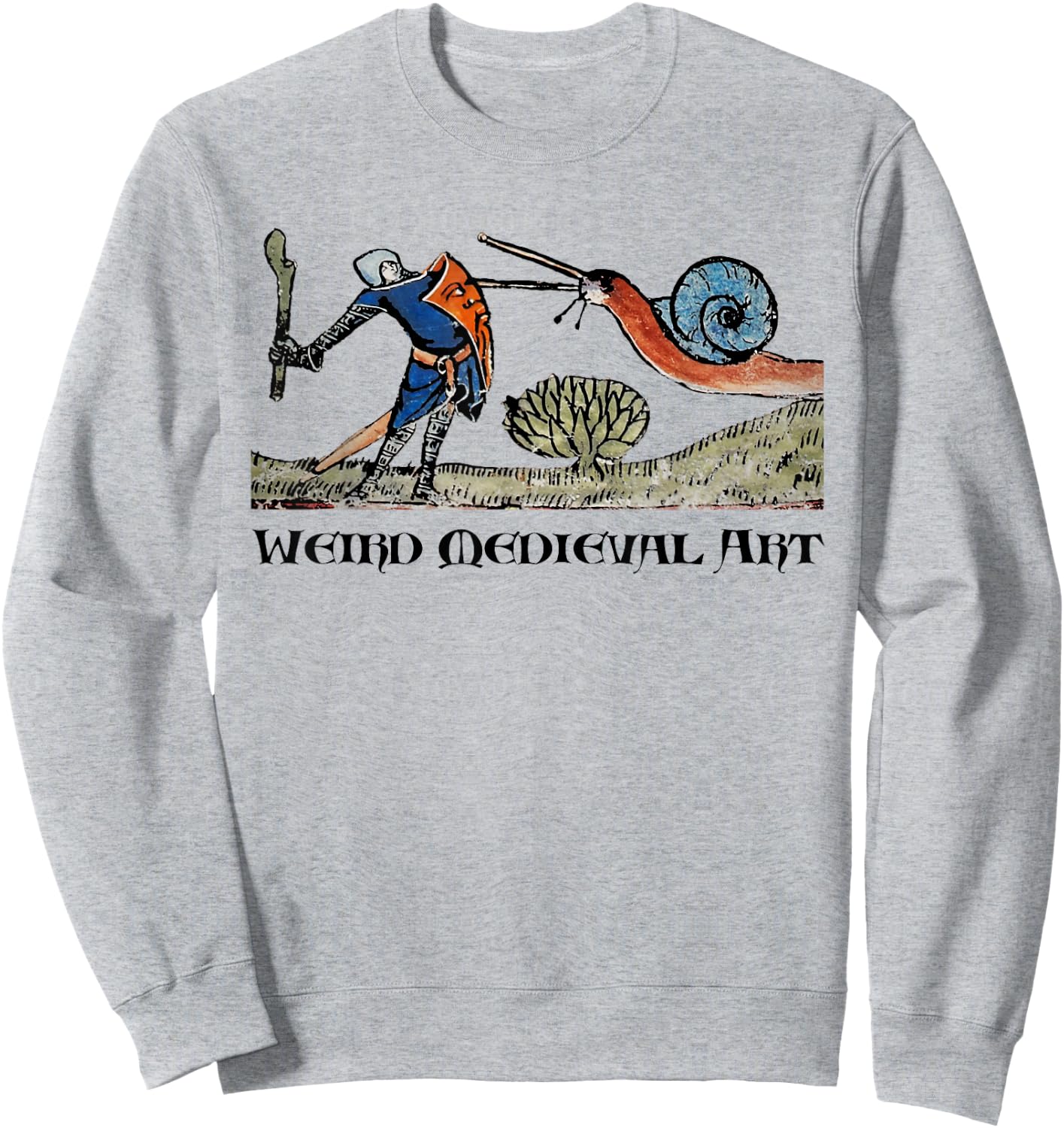 Weird Medieval Art Snail Fight funny strange special absurd Sweatshirt - Sweatshirt | Ash