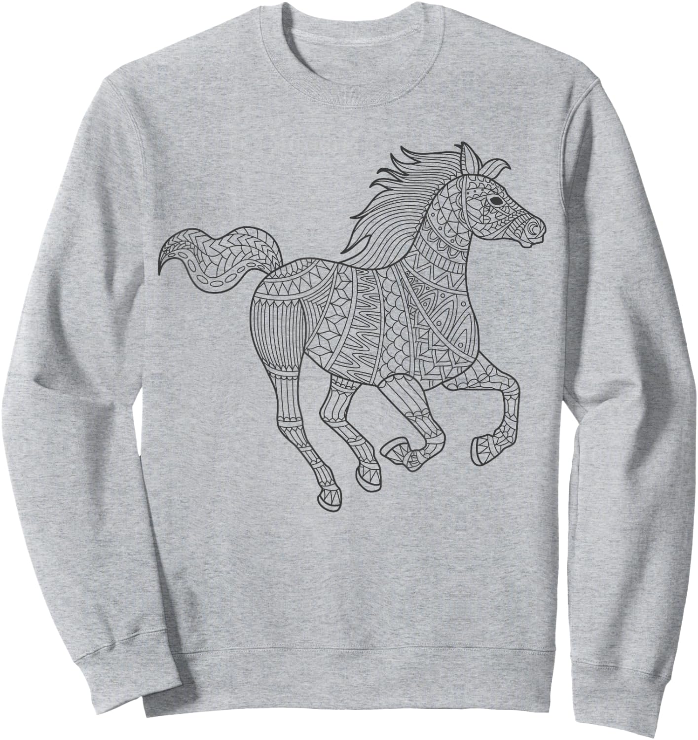Pferd Mandala zum bemalen & ausmalen für Kinder Sweatshirt - Sweatshirt | Ash