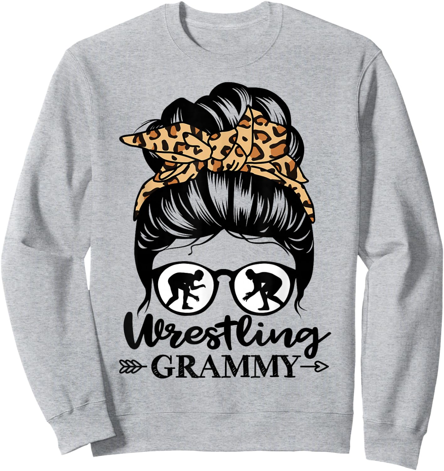 Wrestling Grammy Messy Bun Hair Funny Wrestler Grammy Sweatshirt - Sweatshirt | Ash