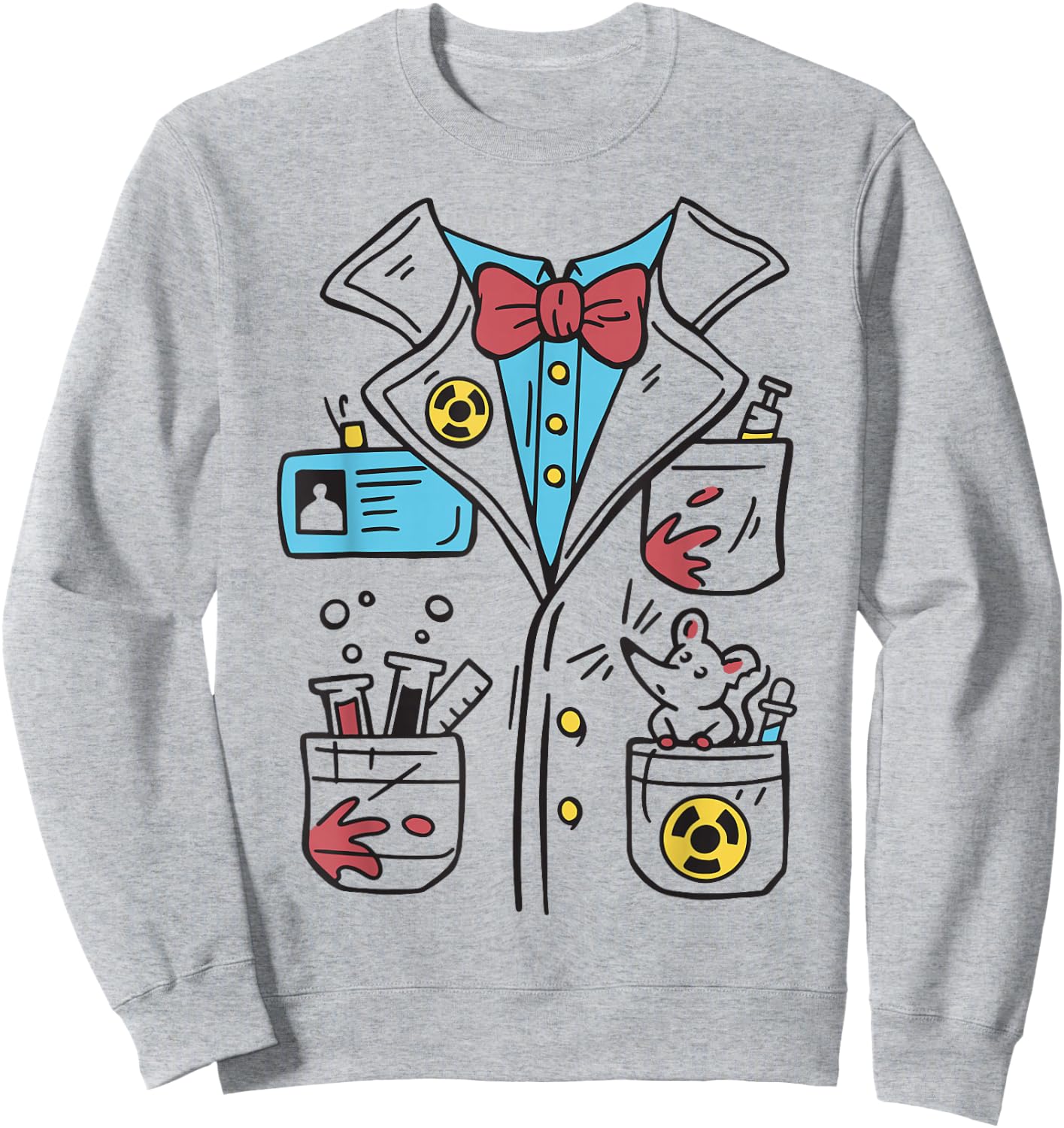 Crazy Scientist Costume Children Men Women Gown , White Sweatshirt - Sweatshirt | Ash