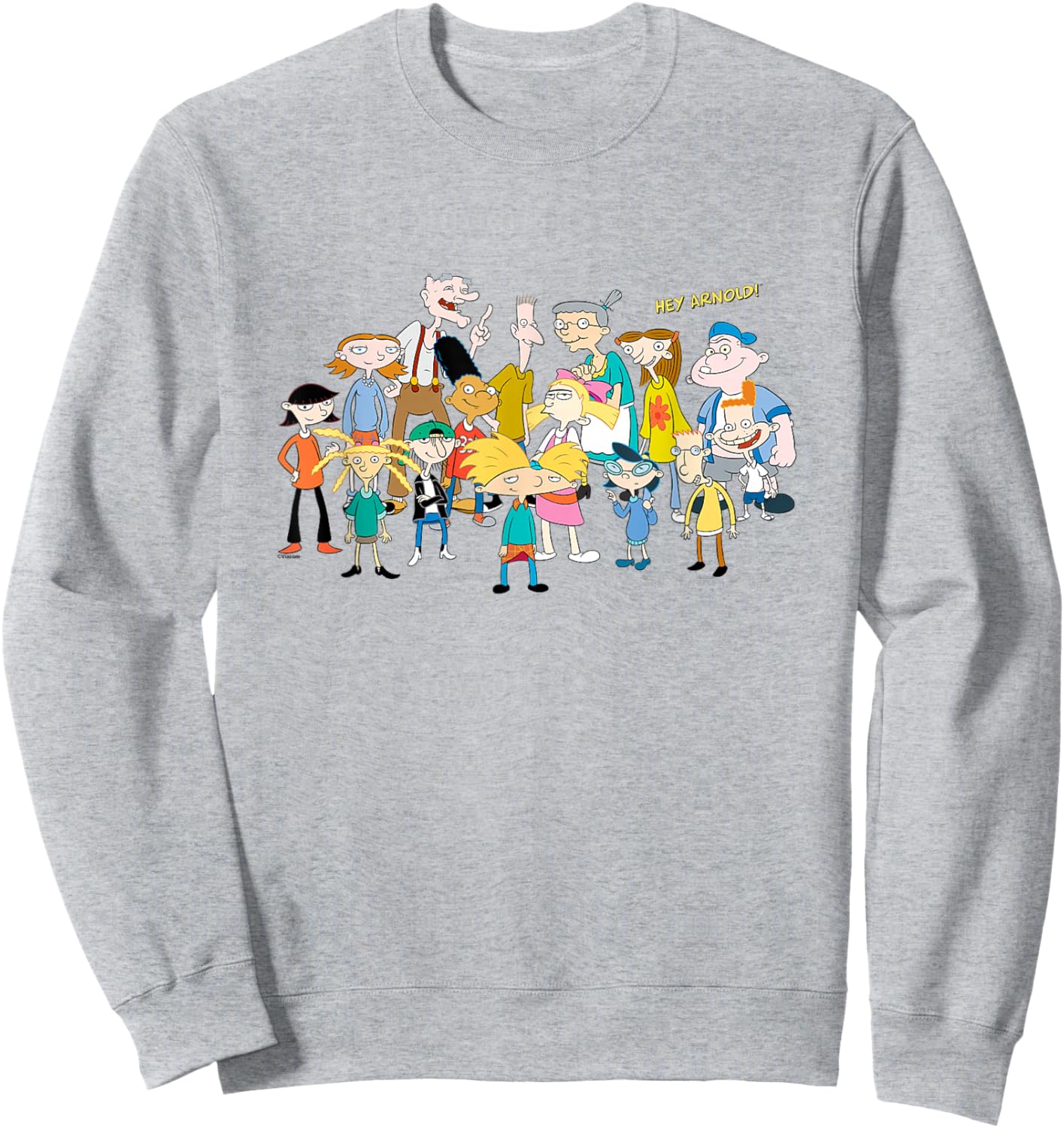 Hey Arnold! Iconic Characters Group Shot Big Chest Logo Sweatshirt - Sweatshirt | Ash
