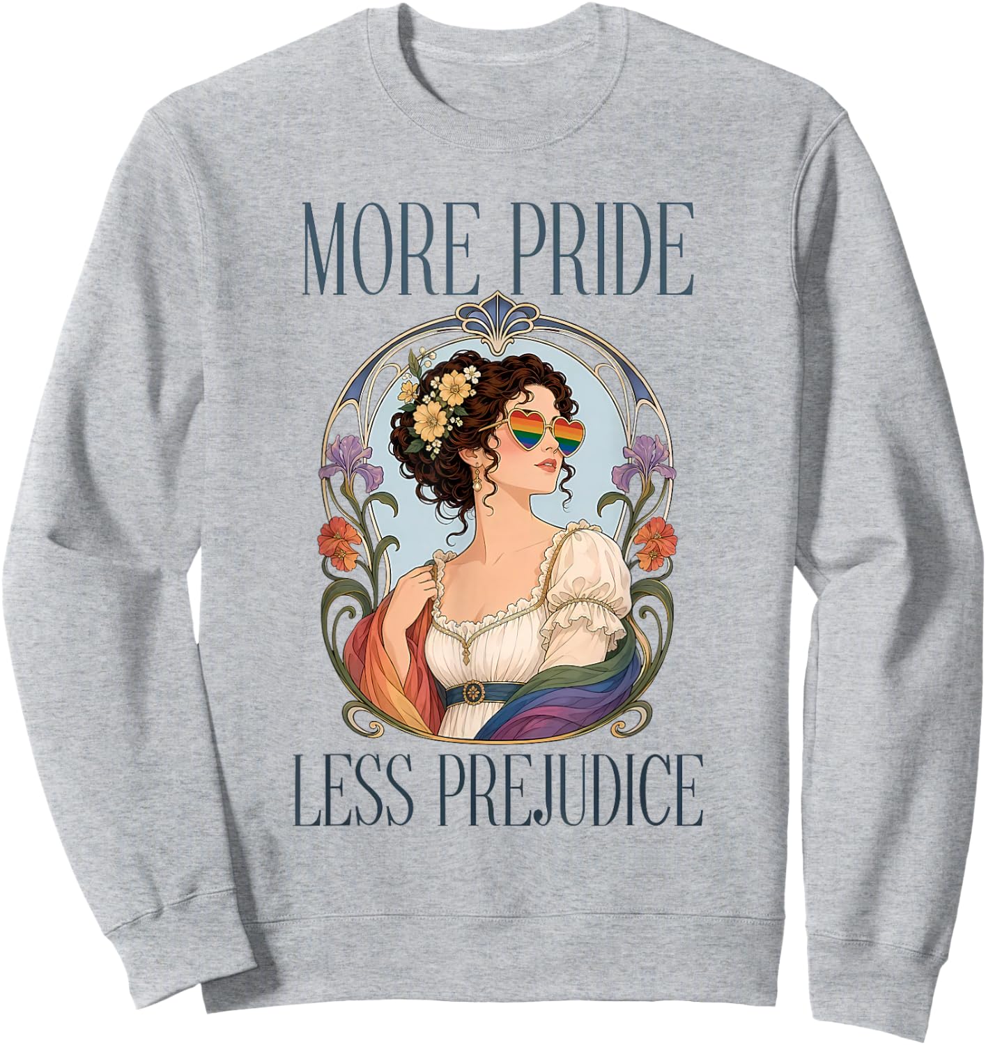 Vintage More Pride Less Prejudice Rainbow Pride Aesthetic Sweatshirt - Sweatshirt | Ash