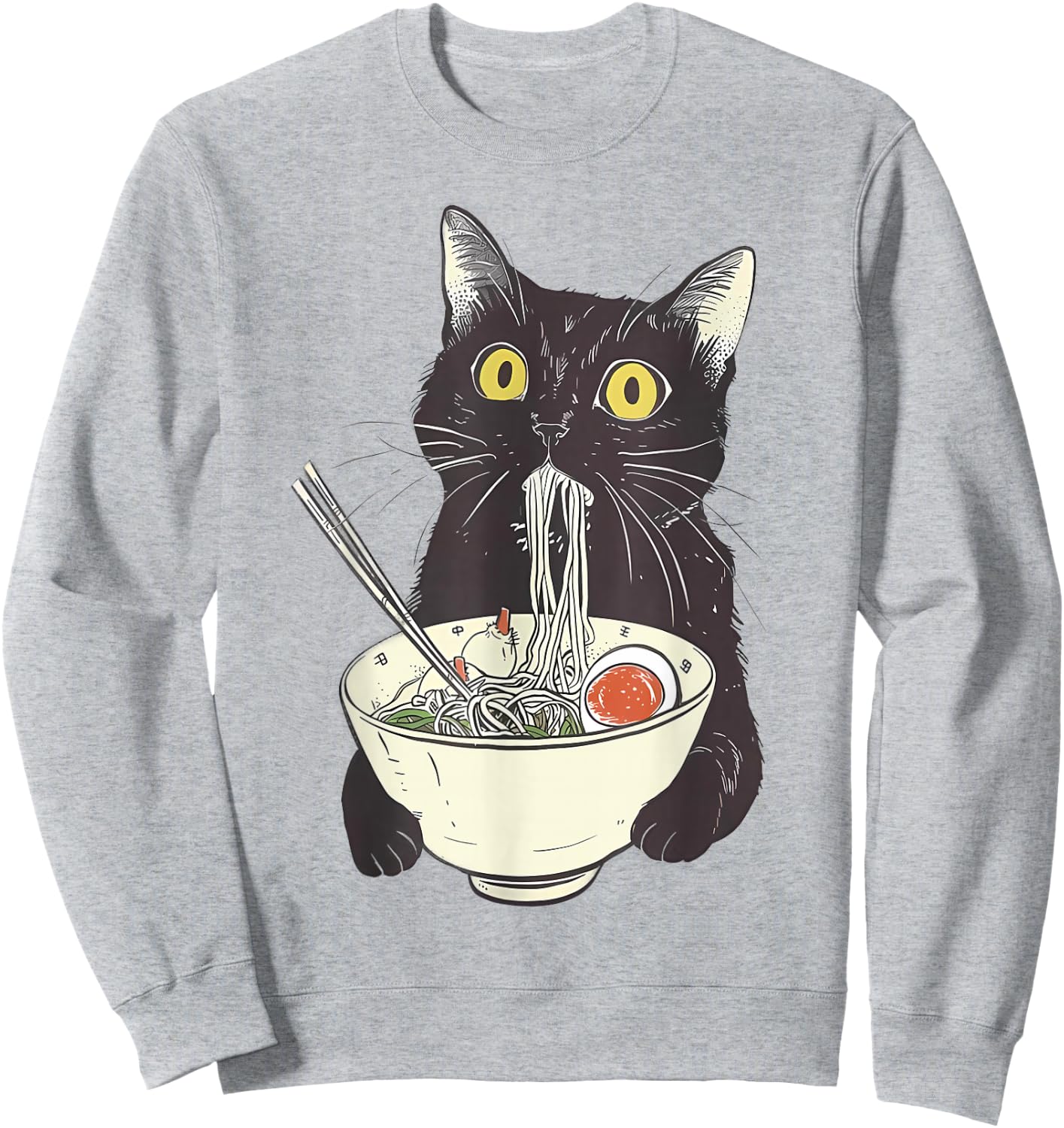 Cat Ramen Noodle Japanese Anime Manga Kawaii Cat , White Sweatshirt - Sweatshirt | Ash