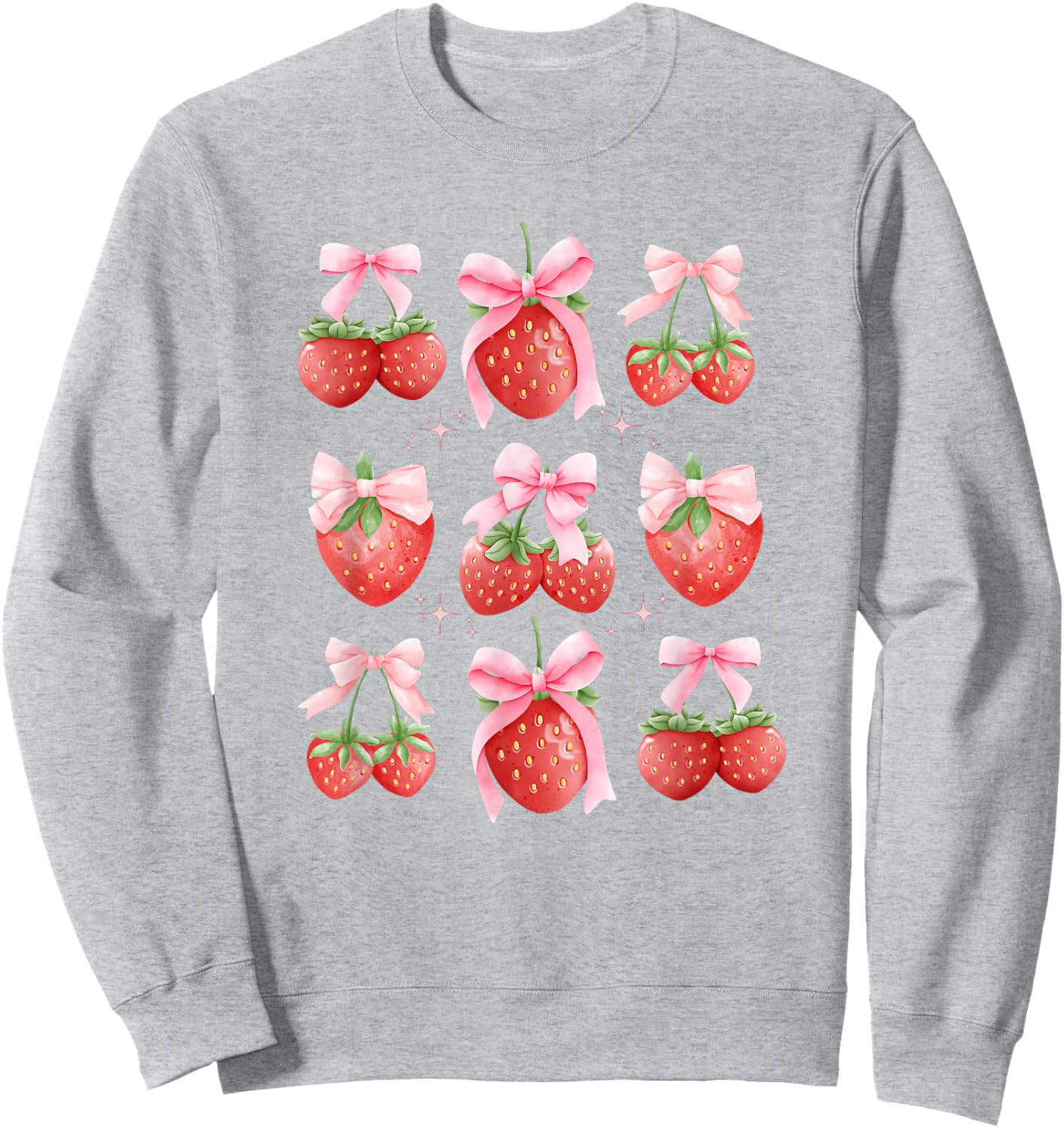 Cute Pink Bow Coquette Strawberry Clean Girl Aesthetic Sweatshirt - Sweatshirt | Ash
