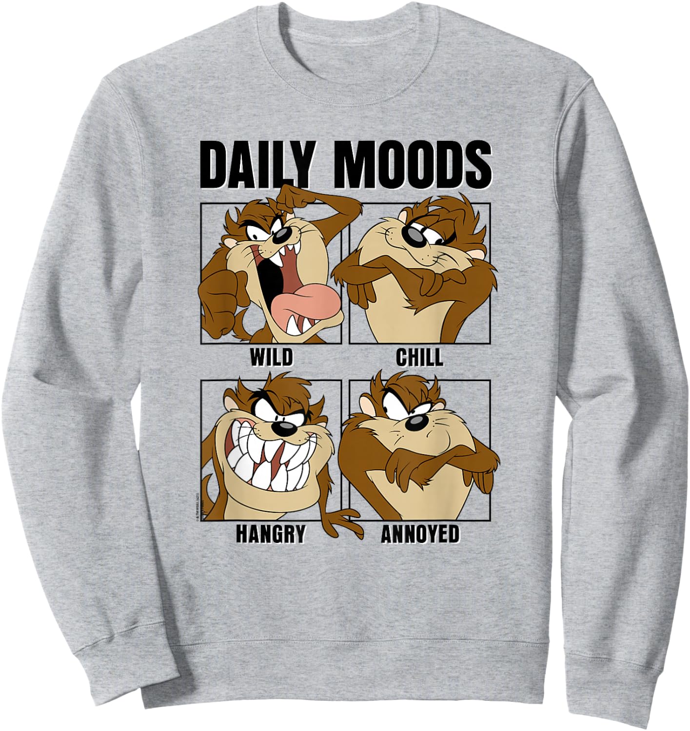 Looney Tunes Tazmanian Devil Daily Moods Panels Small Sweatshirt - Sweatshirt | Ash