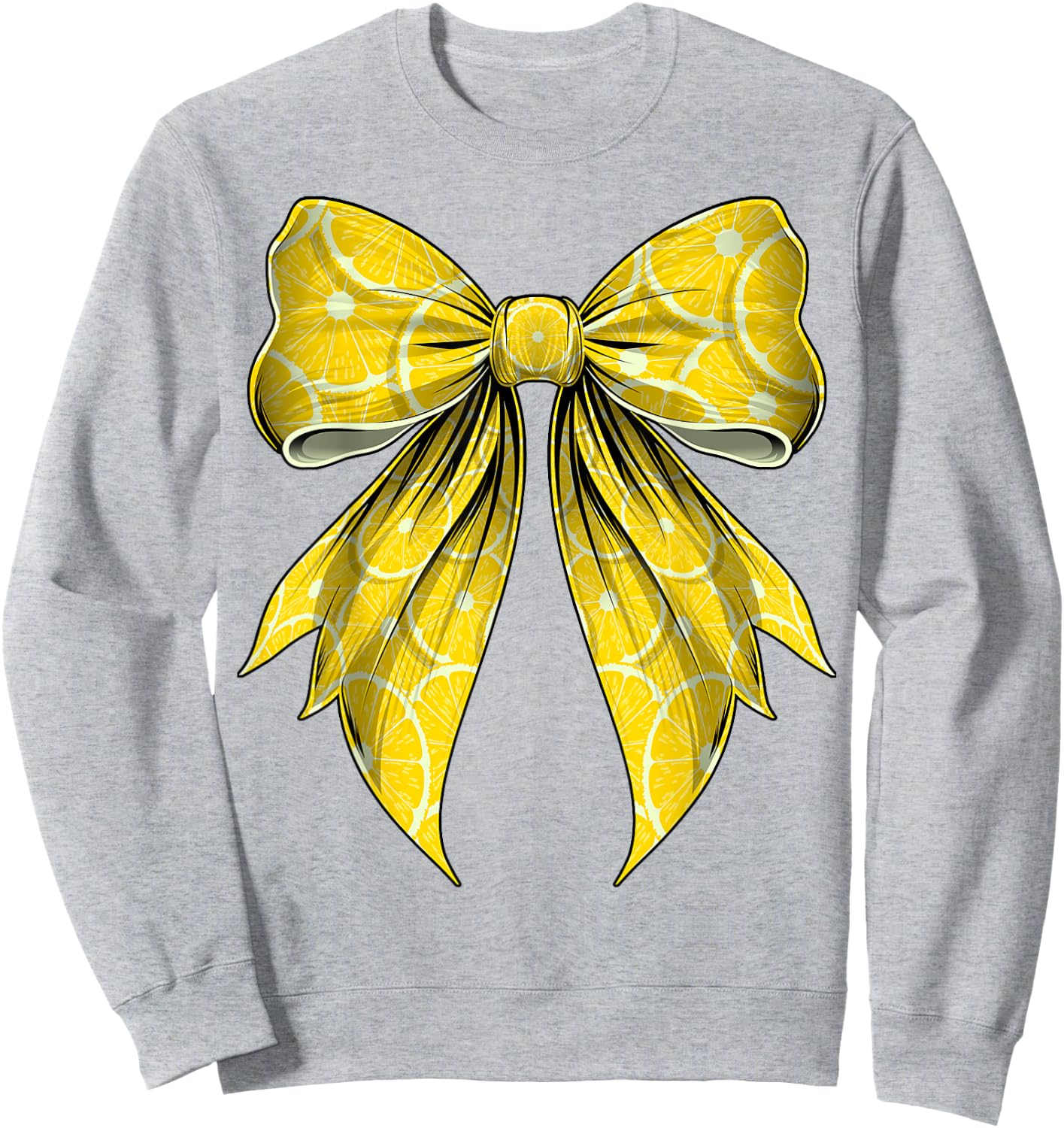 Coquette Bow Lemon Slice Pattern Lemonade Stand Sweatshirt - Sweatshirt | Ash